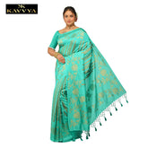 Kavvya Sea Green Soft And Light Weight Raw Silk Weaving Saree - KAVVYA